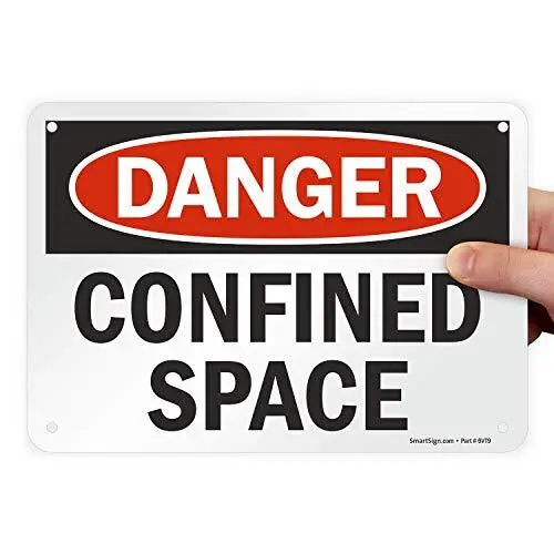 "Danger - Confined Space" Sign | 7" x 10" Plastic