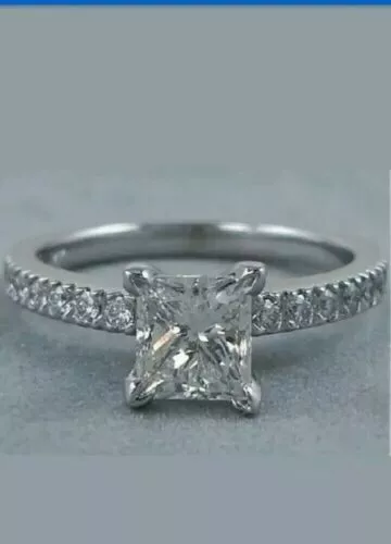 1.81 KT Principessa Moissanite Fidanzamento Solitario Ring 14K Solido Bianco Oro