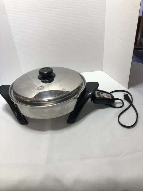 Saladmaster K7356 12” Electric Oil Core Skillet With Lid T304 Stainless Saladmaster K7356 12” Electric Oil Core Skillet With Lid T304 Stainless