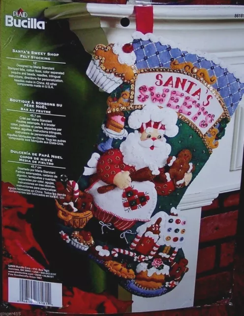 Bucilla SANTA'S FOREST FAMILY 18 Applique Felt Christmas Stocking Kit  86865 NEW