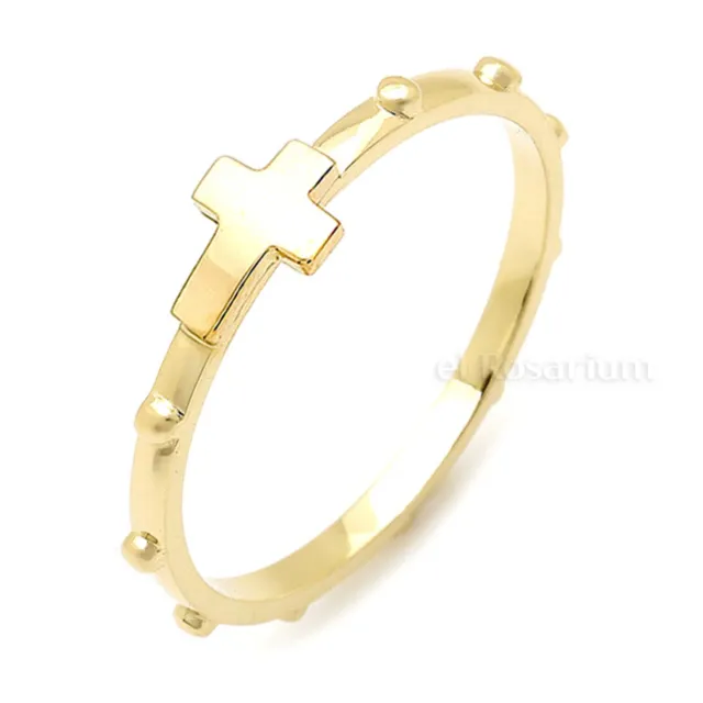 Rosary Ring PR77-3 10K Real Solid Gold Catholic Christian Ring (US 4 ~ 11)