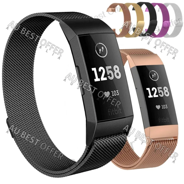 Fitbit Charge 4 3 Band Metal Stainless Milanese Wristband Replacement Strap AU