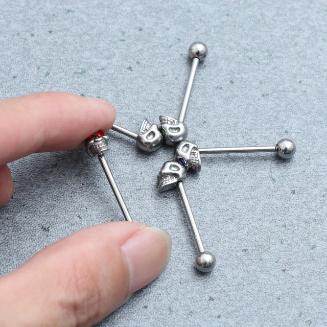 5 Pcs Barbell Piercing Tongue Pin Skeleton Skull Tongue Bars