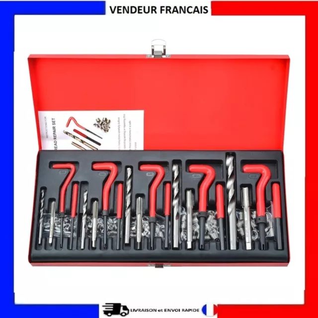 Kit Réparation Filetage 131 pcs Coffret Type Helicoil M5 à M12 Taraud HSS Auto