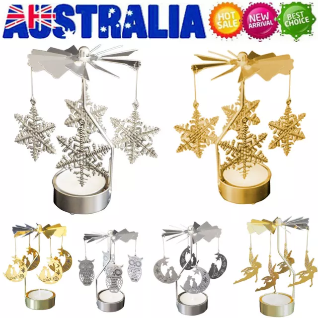Metal Rotating Candle Holder Tray Christmas Party  Carousel Tea Light Candle