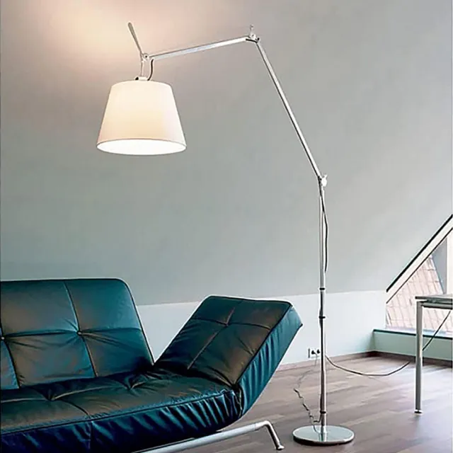 Modern Design Adjustable Arm Floor Lamp Standing Lamp Silver Home Office Decor
