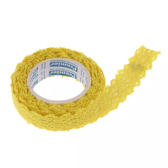 3x2 Yards 15mm Fabric Lace Washi Tape Self Adhesive Trim Wedding Yellow