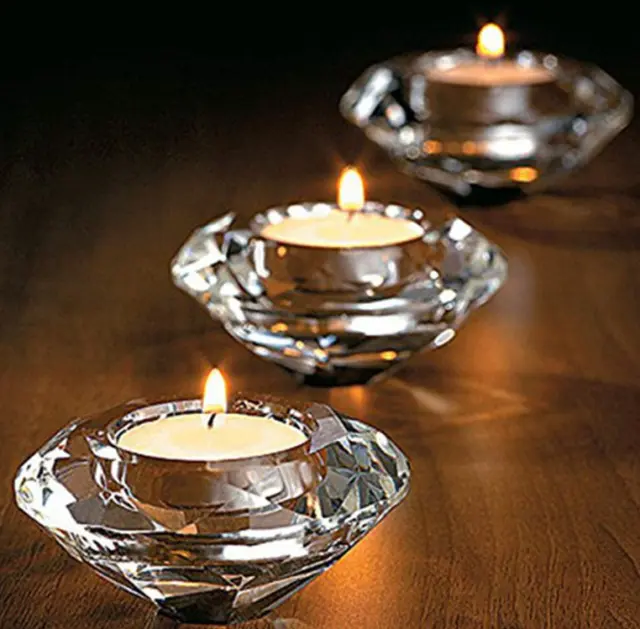 2 Pcs Candle holders Tea Light Glass Crystal Candlestick Home Decor Gifts