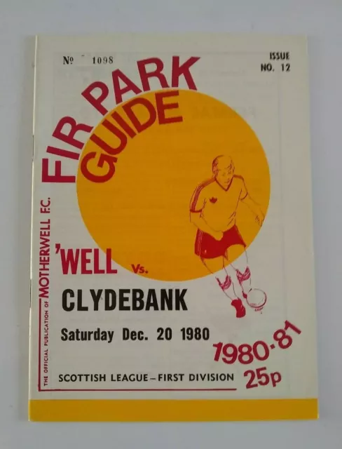 Motherwell v Clydebank Scottish League Football Programme 1980