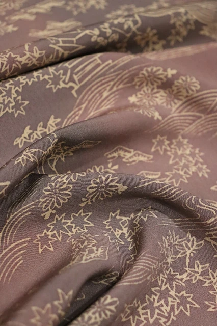 64 Inches long Vintage Japanese Smooth Crepe Partition Pattern Silk Fabric