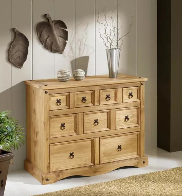 Corona Merchant 4+3+2 Drawer Chest of Drawers, Mexican Solid Pine, Rustic 2