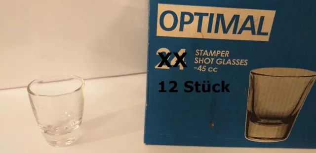 12x Schnapsgläser, Shot Gläser, Stamper, „Optimal Van Well“, 2cl, neu