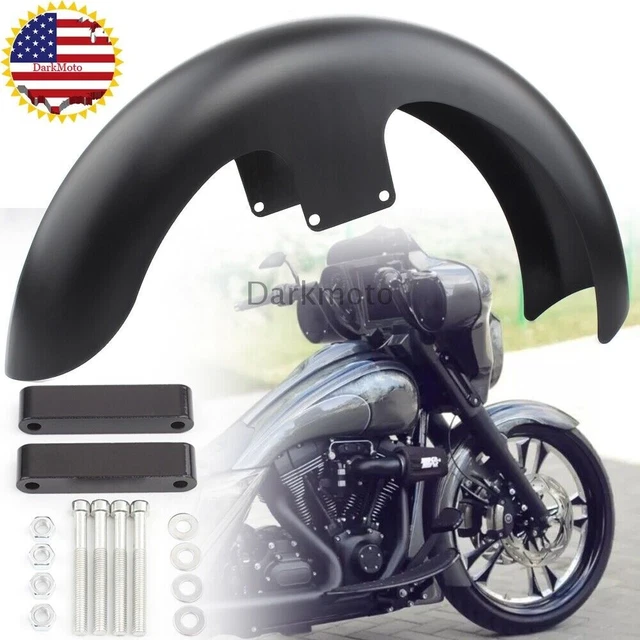 Custom 21" Wrap Wheel Front Fender Matt Black For Harley Bagger Touring Glide