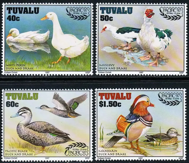 TUVALU 1997 WATER BIRDS sc#742-45 MNH DUCKS