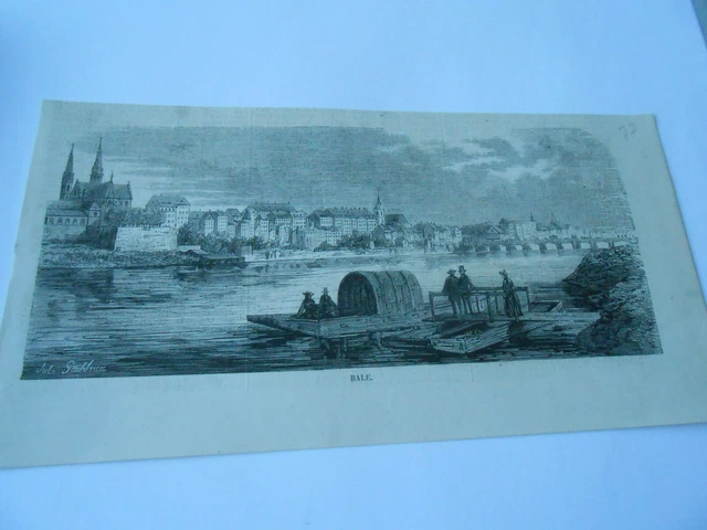 Gravure 1858 - Vue de Bale