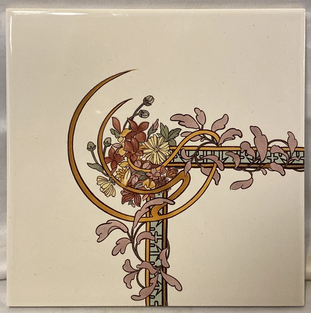 NOS Alphonse Mucha Spring Border Corner Tile Original Style Stovax England 6x6