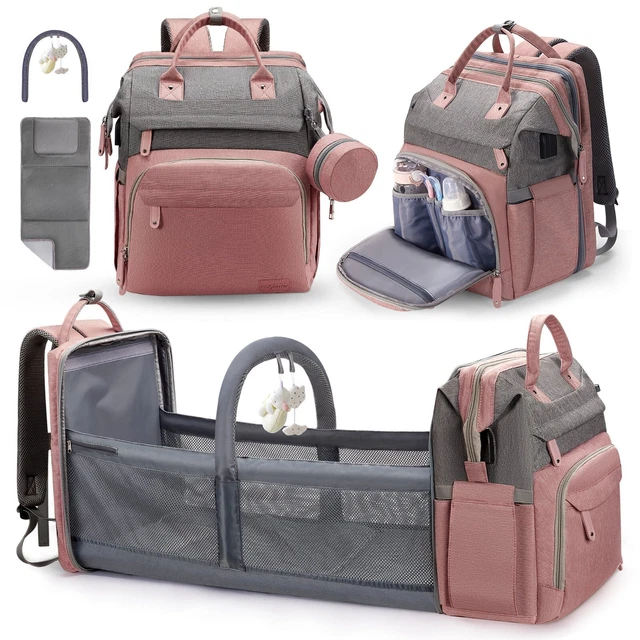 Travel in Style with a Waterproof and Multifunctional Pink Baby Backpack Diaper