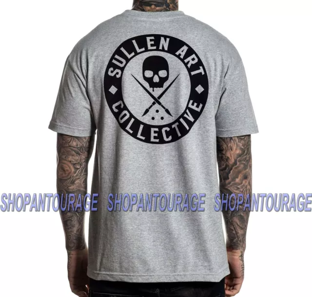 Sullen Classic Grigio SCM3008 Manica Corta Grafico Tattoo Skull T-Shirt Per Uomo