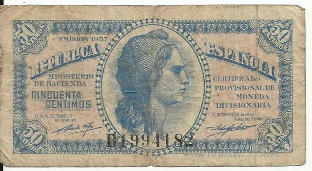 P93 1937 Spain 50 centimo note (world/lot) Combined Shipping