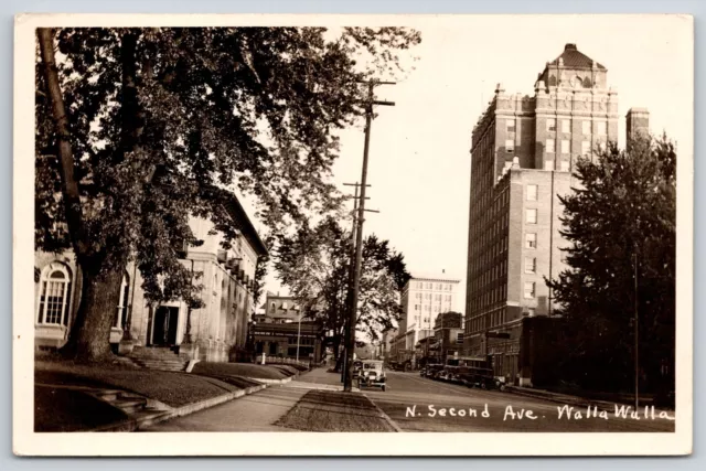 RPPC North Second Avenue Cars Marcus Whitman Hotel Walla Walla WA Photo Postcard