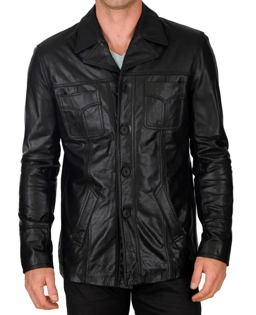 Mens Genuine Lambskin Leather Jacket Motorcycle Biker Stylish Quilted Black Coat