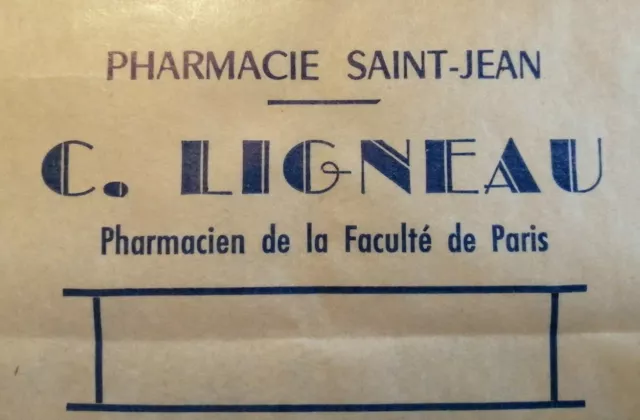 Antik Tasche Aus Papier Orleans Apotheke St Jean C.Ligneau 14.8 × 23.1 CM Clean 3