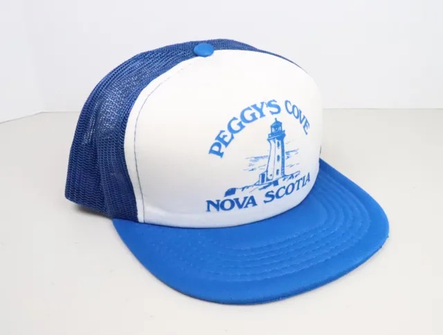 VINTAGE Peggys Cove Hat Cap Snap Back Trucker Dad Nova Scotia Canada Lighthouse