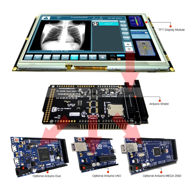 9" inch TFT LCD Resistive Touch RA8875 Shield for Arduino Due,MEGA 2560 Uno