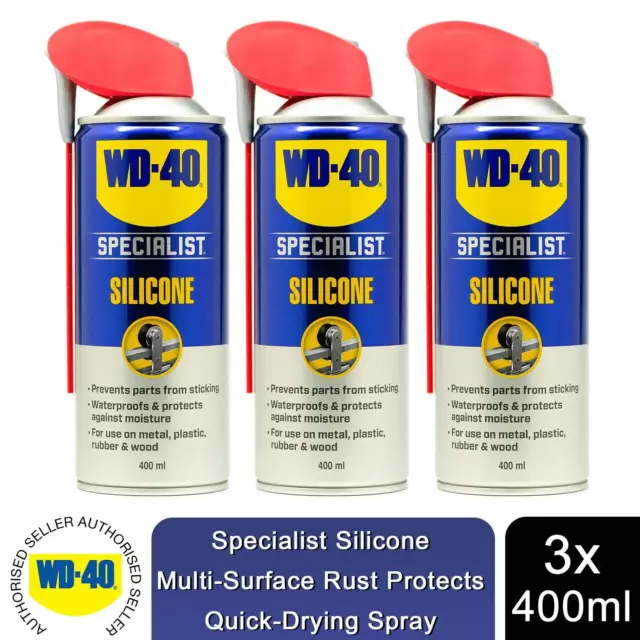 WD-40 Specialist Silicone Lubricant 400ml Triple Pack - All-Weather Protection