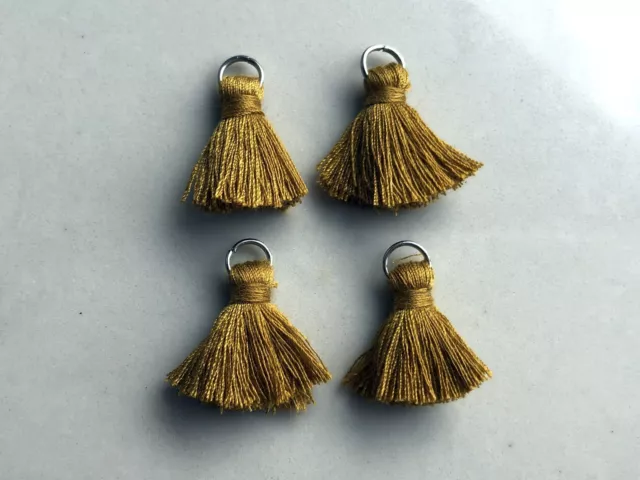 4 x Cotton Tassels 20mm 2cm Long GOLDEN MUSTARD great for earrings & accessories