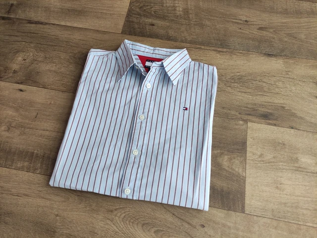 Tommy Hilfiger camicia righe maniche corte anni 90/00S tg XL ragazzo S/M Adulto