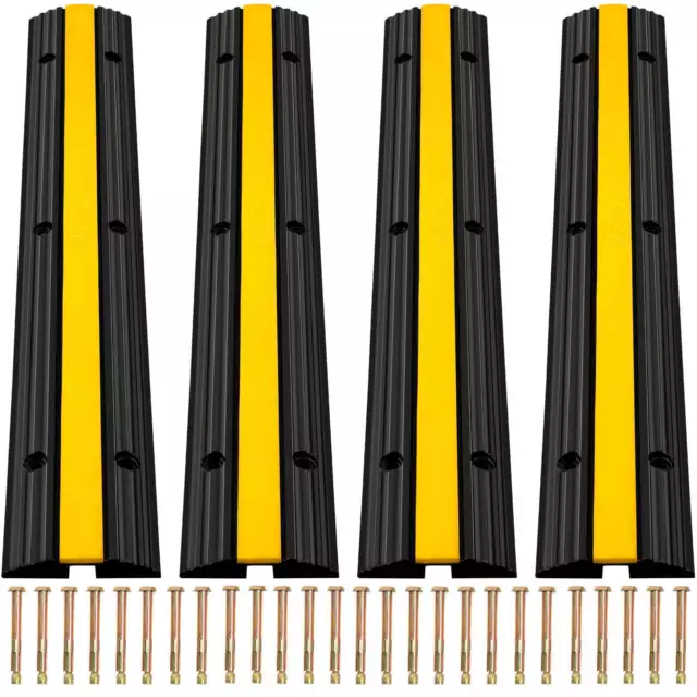 4 Pack 1-Channel Driveway Rubber Speed Bumps Heavy Duty 22046 LBS Load capacity
