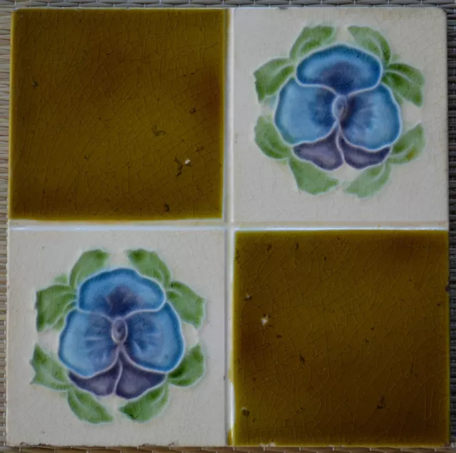 Unknown European - Antique Art Nouveau Majolica Tile C1900