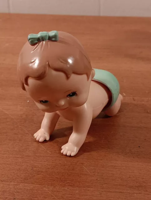 1977 Tomy Wind Up Crawling Baby made in Taiwan Works Vintage