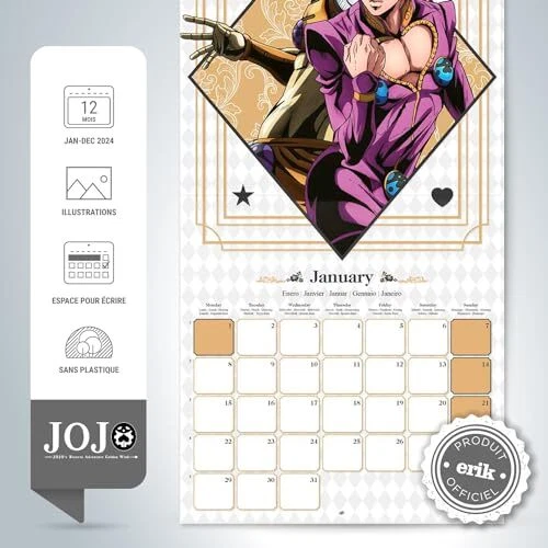 GRUPO ERIK Calendrier Mural 2024 Jojo's Bizarre Adventure