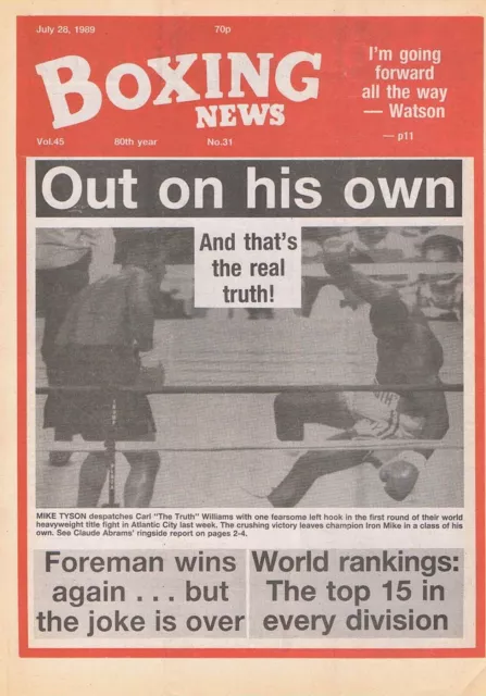 TYSON V WILLIAMS	Boxing News	JUL	28	1989