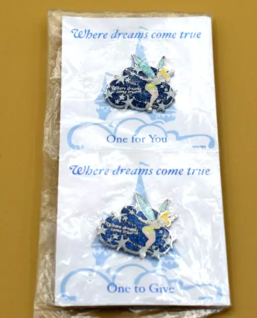 Disney Exclusive Sharing Lapel Pins, Tinkerbell, One For You, One To Share, New