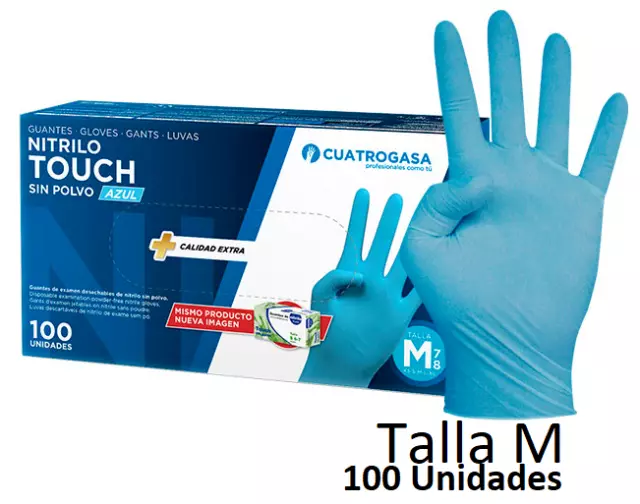 Guantes Nitrilo Azul Talla M  Sin Polvo Antialérgicos Apto Uso Alimentario