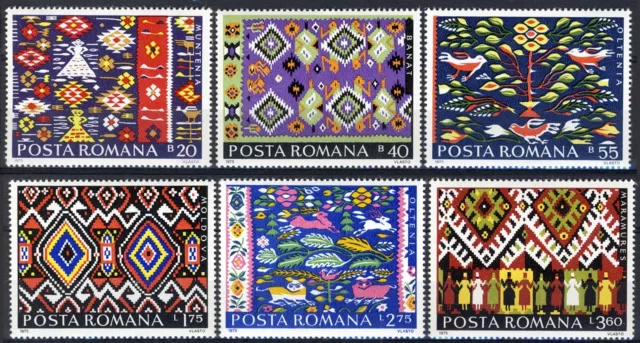 Romania 1975, Peasant carpets set MNH, Mi 3297-3302