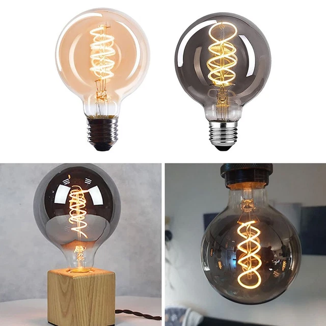 Lampadina Lampada a Spirale Rétro Globo Fumo Grigio Vetro 1pcs Decorativo
