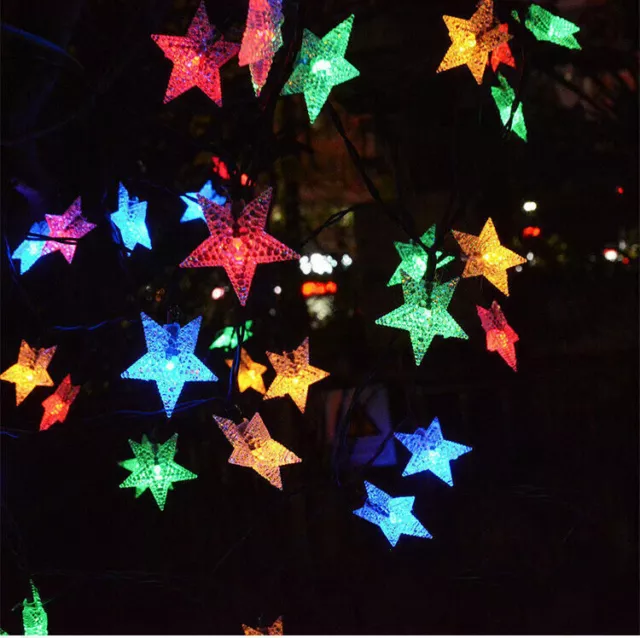 Solar Powered Fairy String LED Lights Waterproof Star Decor Party Garden Outdoor 3