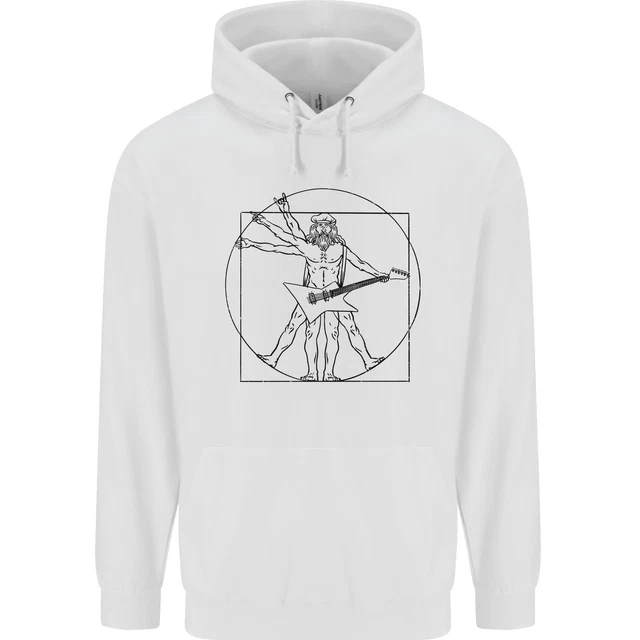 Felpa con cappuccio Old Rocker Vitruvian Chitarra Divertente Bambini Bambini