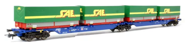 Roco 'Ho' Gauge 67417 Db-Ag Articulated Flat Wagon With Sae Containers