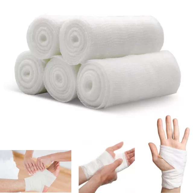 5 Rolls Disposable Gauze Bandage Roll First Aid Bandages Wrap Wound Care Medical