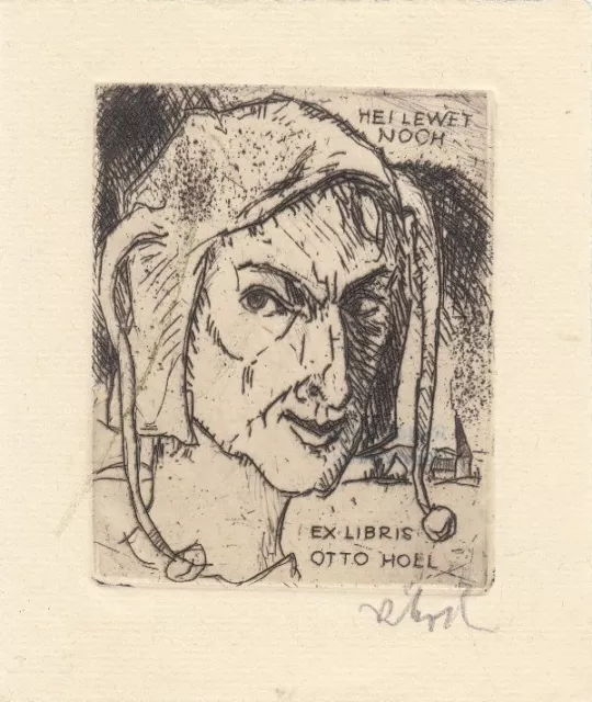 Exlibris Bookplate Etching Rudolf Koch 1902-1985 Eulenspiegel