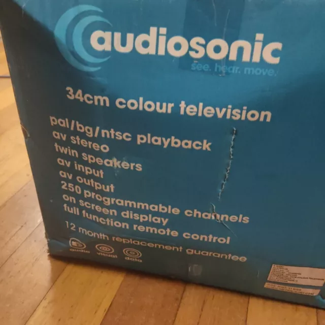 Audiosonic 34cm 14in PAL CRT TV AV Television 📺 Vintage Gaming Boxed & Remote 2