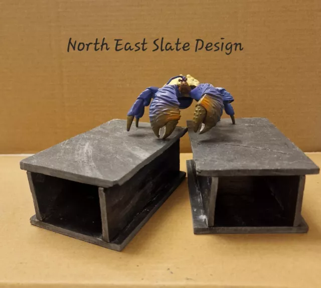 2 X Medium Natural Slate Cave Hide Aquarium Vivarium Breeding Pleco Fishtank