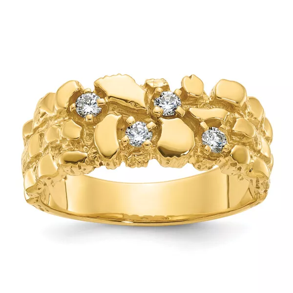 14K Yellow Gold Mens 1/3 carat Diamond Nugget Ring