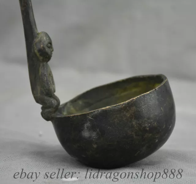 12 "Collect Rare Vieux Bronze Chinois Dynastie Dragon Poignée Ladle Scoop 3