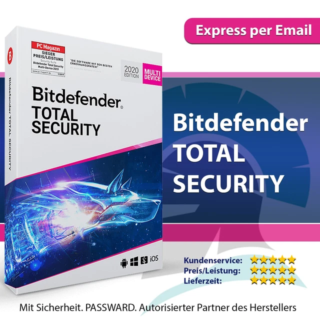 Bitdefender Total Security 2023 / 2024 -  1, 3, 5, 10 Geräte/PC | 1 und 2 Jahre